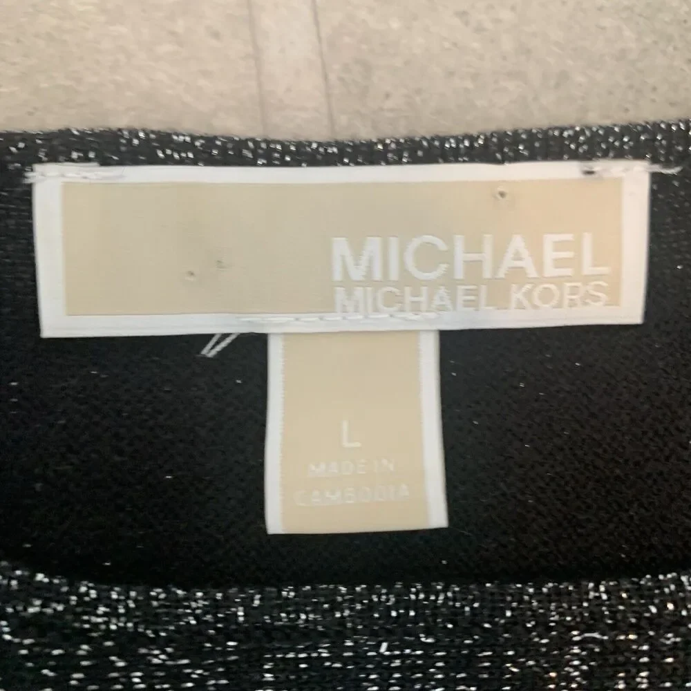 MSRP $99.50 - MICHAEL KORS Long Sleeve Sweater black /silver Size L